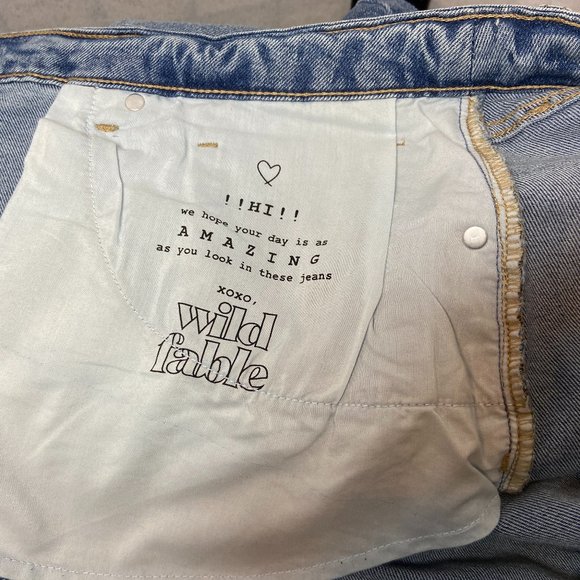 Wild Fable Plus High-Rise 90s Relaxed Straight Slashed Leg Jeans Medium Wash 30 - Picture 13 of 14